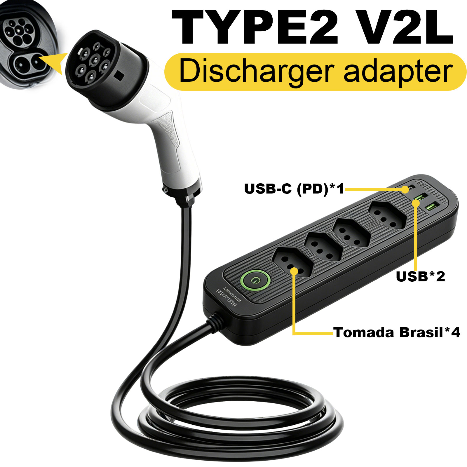 Outdoor Power Socket - Tip2 V2L Deşarj Adaptörü 16A Brezilya