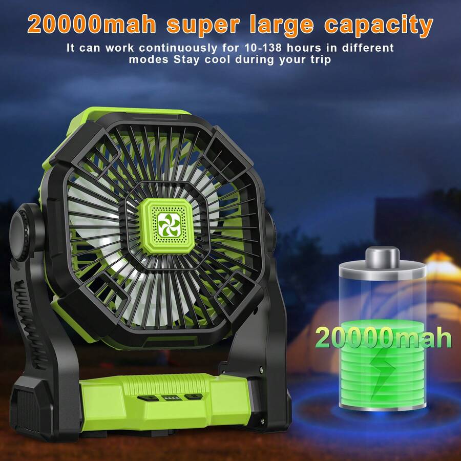 Outdoor Power Timer - 20000mAh Taşınabilir Pil ile Çalışan Fan,